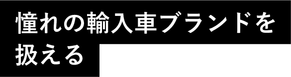 憧れの輸入車ブランドを扱える